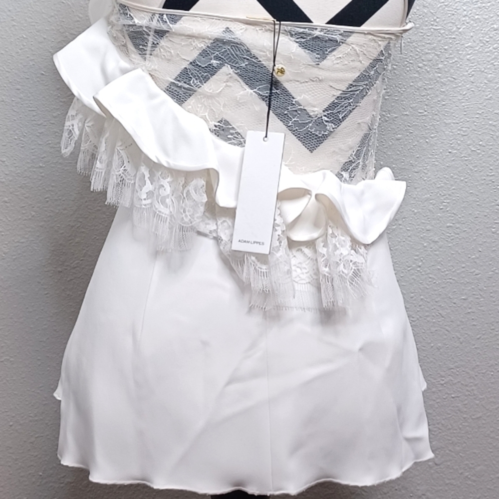 NWT Adam Lippes Strappy Ruffled Lace Trim Top - Picture 8 of 14